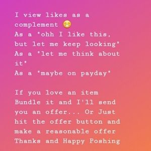 Liking is 👍 nice 😊 making an offer is extra nice 😊check out my stats 🤑